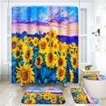 thumbnail image 1 of Sunflower Flower Bathroom Set with Shower Curtain and Rugs and Accessories, Summer Floral Yellow Sunshine Black Shower Curtain Set,Wildflower Shower Curtain for Bathroom Decor 4 Pcs, 1 of 6