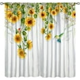 thumbnail image 1 of Sunflower Flower Blackout Curtains for Bedroom,Rustic Vintage Wood Panel Watercolour Nature Sunflower Plant Flower Bird Window Drapes Print for Girls Boys Living Room Kitchen 84x84in, 1 of 6