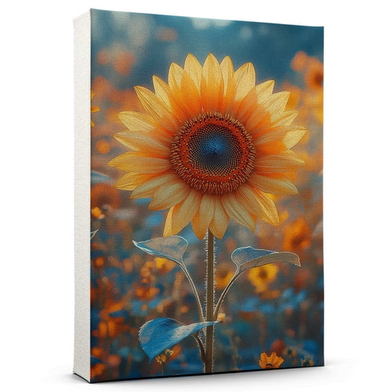 Sunflower Flower Canvas Wall Art 8x12 inches - Classic Elegant Rustic Sunflower Flower Watercolor Floral Canvas Print