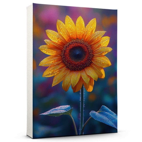 Sunflower Flower Canvas Wall Art 8x12 inches - Muted Cottagecore Neutral Sunflower Flower Watercolor Artwork for Living Room