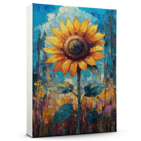 Sunflower Flower Canvas Wall Art 8x12 inches - Soft Antique Cottagecore Sunflower Flower Watercolor Floral Wall Art for Interior