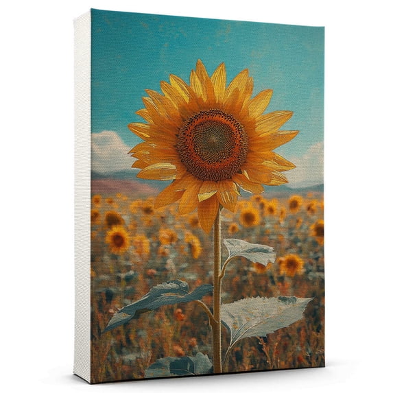 Sunflower Flower Canvas Wall Art 8x12 inches - Watercolor Vintage Sunflower Flower Wall Art Canvas for Farmhouse Bedroom Decor