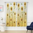 thumbnail image 1 of Sunflower Flower Floral Sheer Curtains - Yellow Flowers Decor for Bedroom Living Dining Room Home Office Transparent Voile Rod Pocket Window Drapes 2 Panel Set, 52"x84", 1 of 4