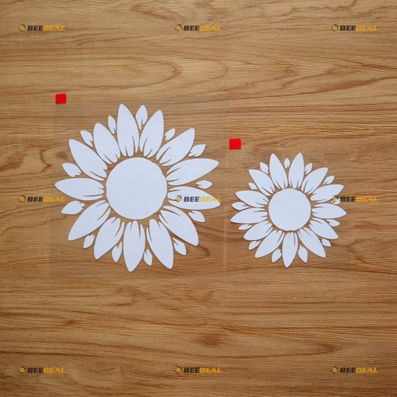 Sunflower Flower Helianthus Floral 11202d Sticker Decal Vinyl - 2 Pack White, 4 Inches, 6 Inches - No Background Die Cut for Car Boat Laptop Cup
