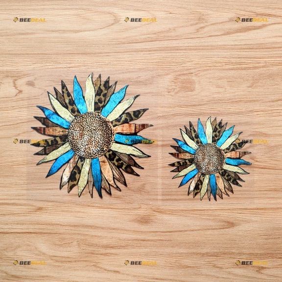 Sunflower Flower Helianthus Floral Leopard Sticker Decal Vinyl 11202-2 Pack Glossy, 4 Inches, 6 Inches - for Car Boat Laptop Cup