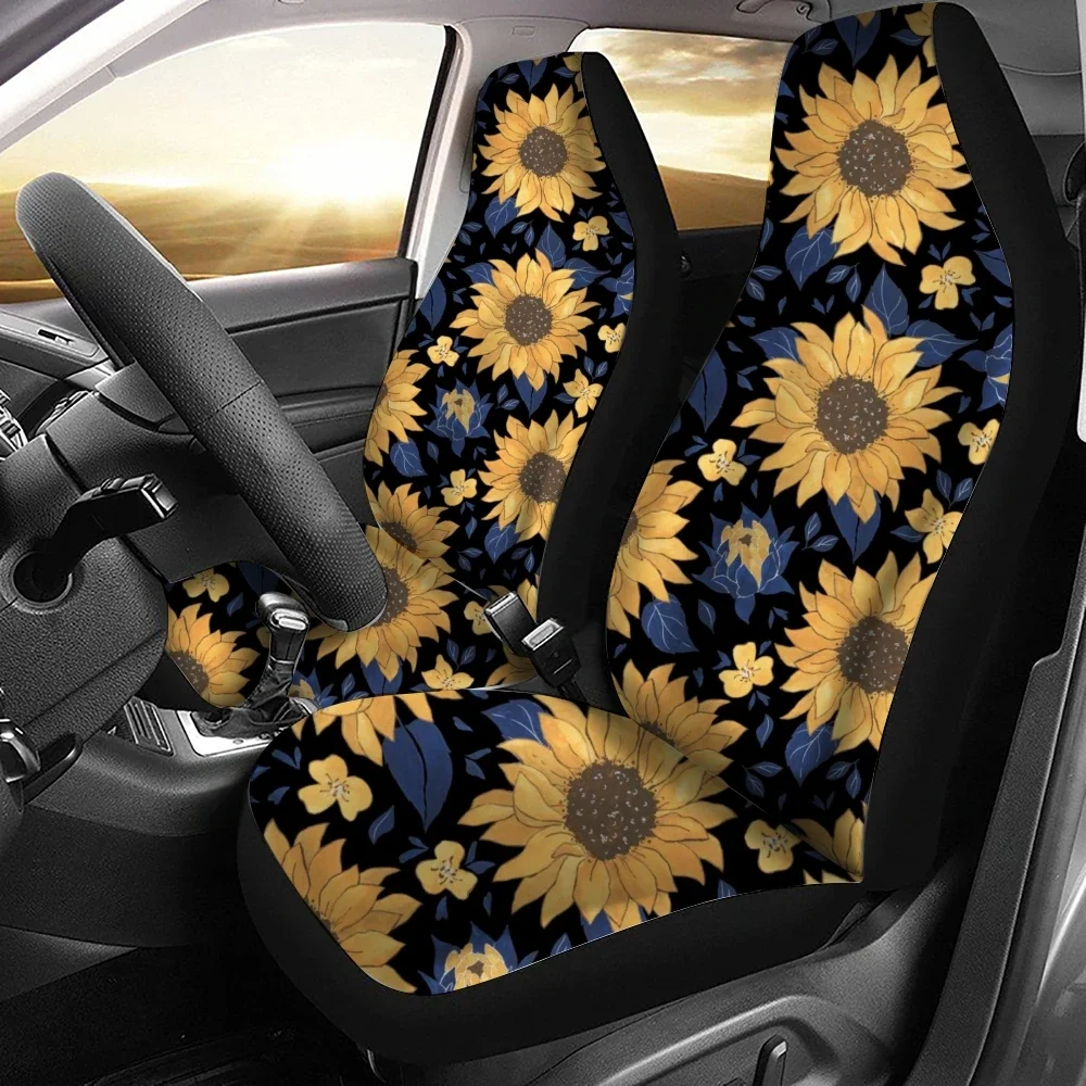 Sunflower Flower Pattern Car Seat Cover Fits Most Car Interior Accessories 2pcs Universal Front Seat Cover
