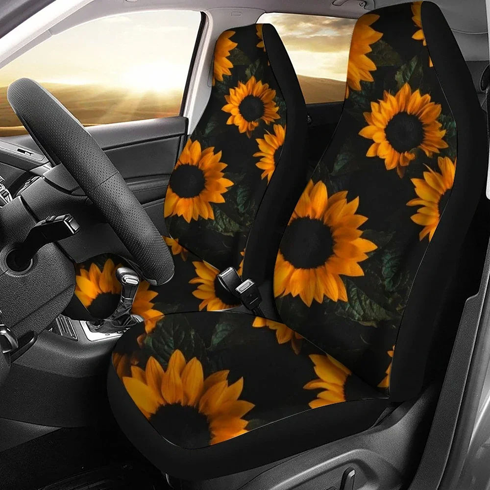 Sunflower Flower Pattern Car Seat Cover Fits Most Car Interior Accessories 2pcs Universal Front Seat Cover