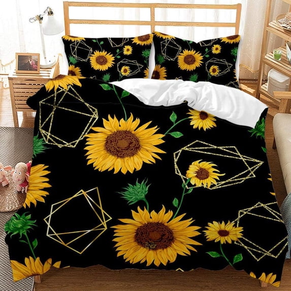 Sunflower Flower Plant Duvet Cover Set,Bedding Set for Kids and Adult, Home Decor, Queen Size