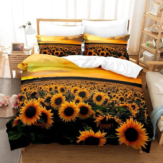 Sunflower Flower Plant Duvet Cover Set,Bedding Set for Kids and Adult, Home Decor,Twin Size