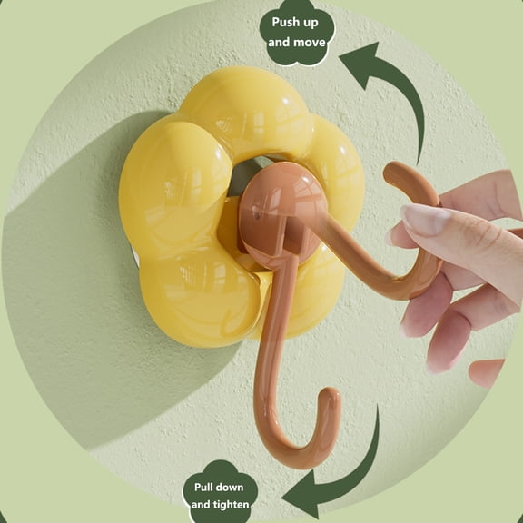 Sunflower Flower Washable Suction Cup Hooks - Powerful Vacuum Hangers for Wall Use and Reusable Room Organization
