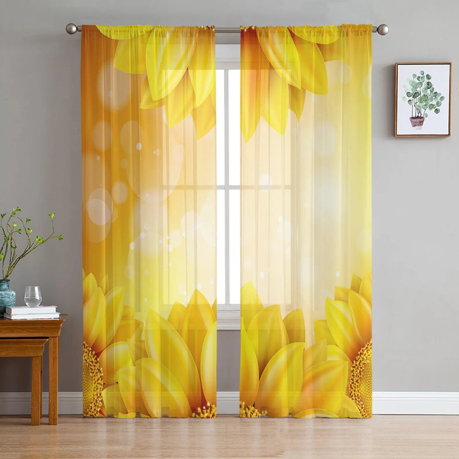 Sheer Sunflower Curtains - 1j7ww54