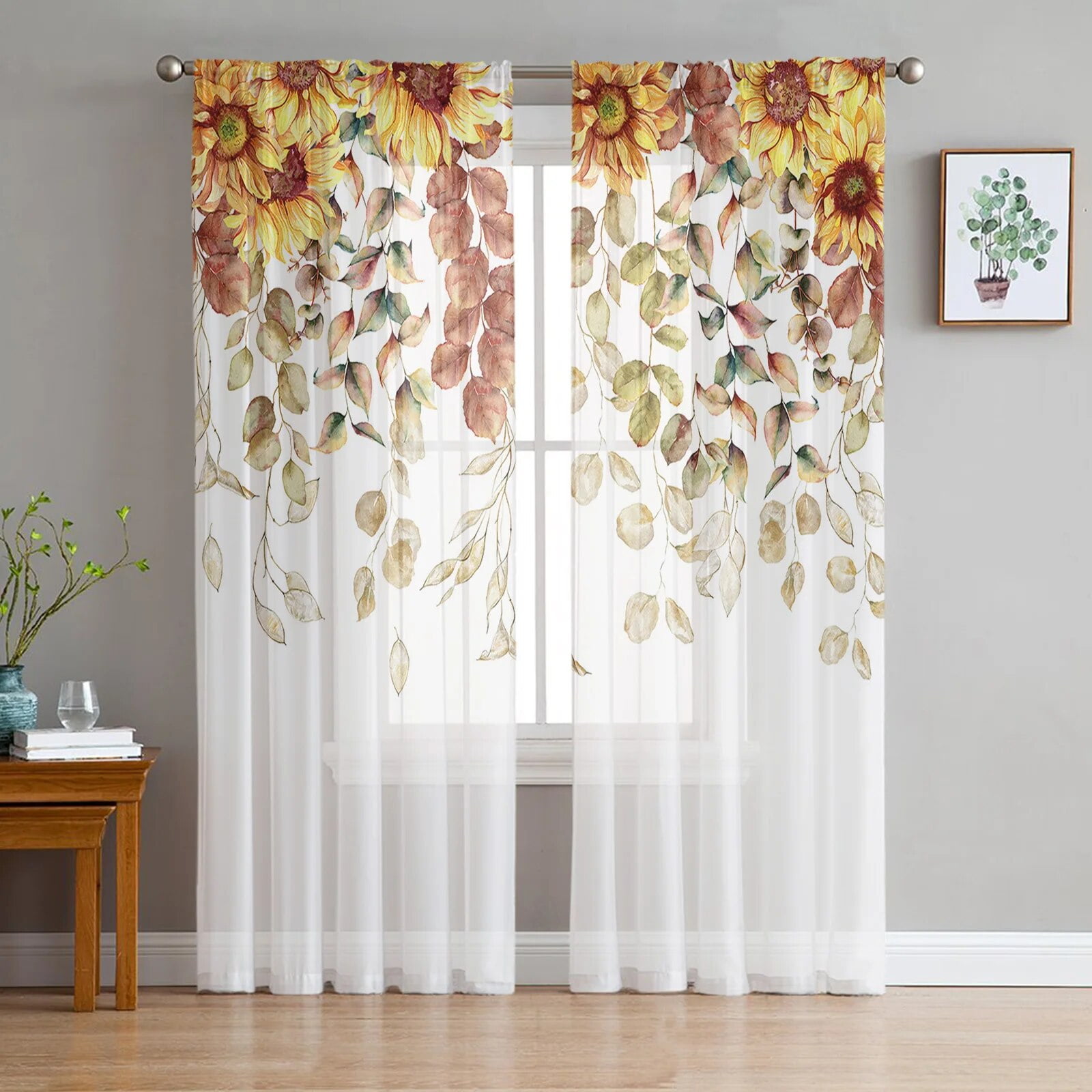Sheer Sunflower Curtains - 64p8kdk