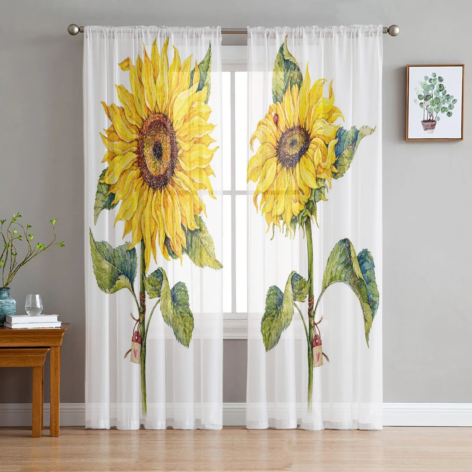 Sheer Sunflower Curtains - wsoymu1