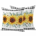 thumbnail image 1 of Sunflower Flowers Outdoor Pillow Covers Pack of 2 Yellow Floral Eucalyptus Leaves Black Plaid Waterproof Throw Pillow Covers Decorative Cushion Cases for Patio Garden Tent Balcony Couch 16x16 inch, 1 of 9