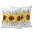 thumbnail image 1 of Sunflower Flowers Outdoor Pillow Covers Pack of 2 Yellow Floral Eucalyptus Leaves Gray Plaid Waterproof Throw Pillow Covers Decorative Cushion Cases for Patio Garden Tent Balcony Couch 24x24 inch, 1 of 9