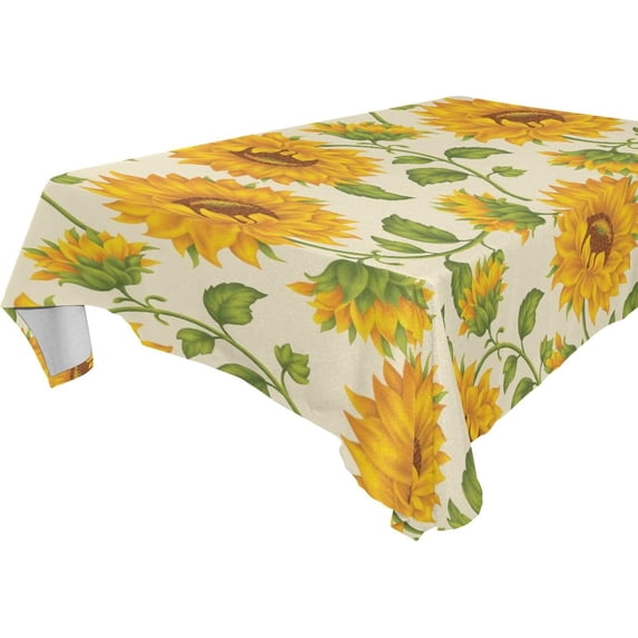 Sunflower Flowers Rectangle Tablecloth, Dust Proof Anti Wrinkle Wipeable Table Cloth Tabletop for of Dinner Kitchen Wedding Holiday Party 60"x120" Home Decor