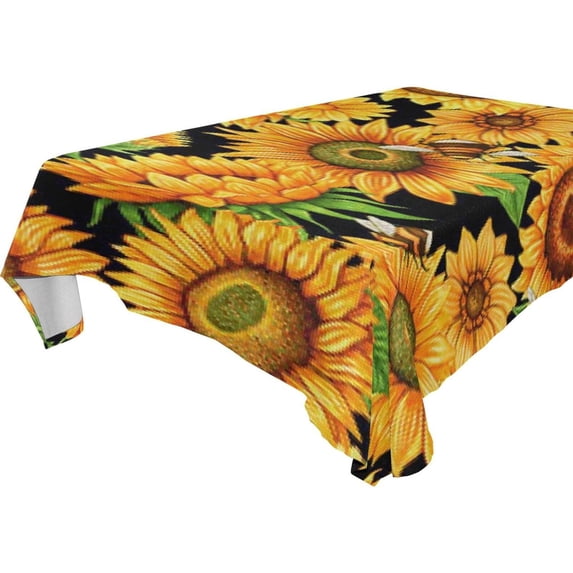 Sunflower Flowers Rectangle Tablecloth, Dust Proof Anti Wrinkle Wipeable Table Cloth Tabletop for of Dinner Kitchen Wedding Holiday Party 60"x60" Home Decor