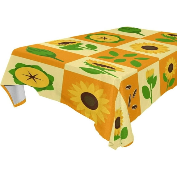 Sunflower Flowers Rectangle Tablecloth, Dust Proof Anti Wrinkle Wipeable Table Cloth Tabletop foration of Dinner Kitchen Wedding Holiday Party 54"x54" Decor Gift