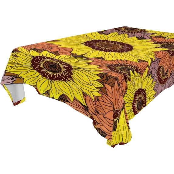 Sunflower Flowers Rectangle Tablecloth, Dust Proof Anti Wrinkle Wipeable Table Cloth Tabletop foration of Dinner Kitchen Wedding Holiday Party 54"x54" Decor Gift