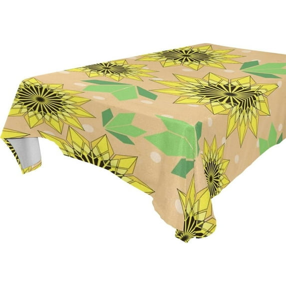 Sunflower Flowers Rectangle Tablecloth, Dust Proof Anti Wrinkle Wipeable Table Cloth Tabletop foration of Dinner Kitchen Wedding Holiday Party 60"x60" Decor Gift