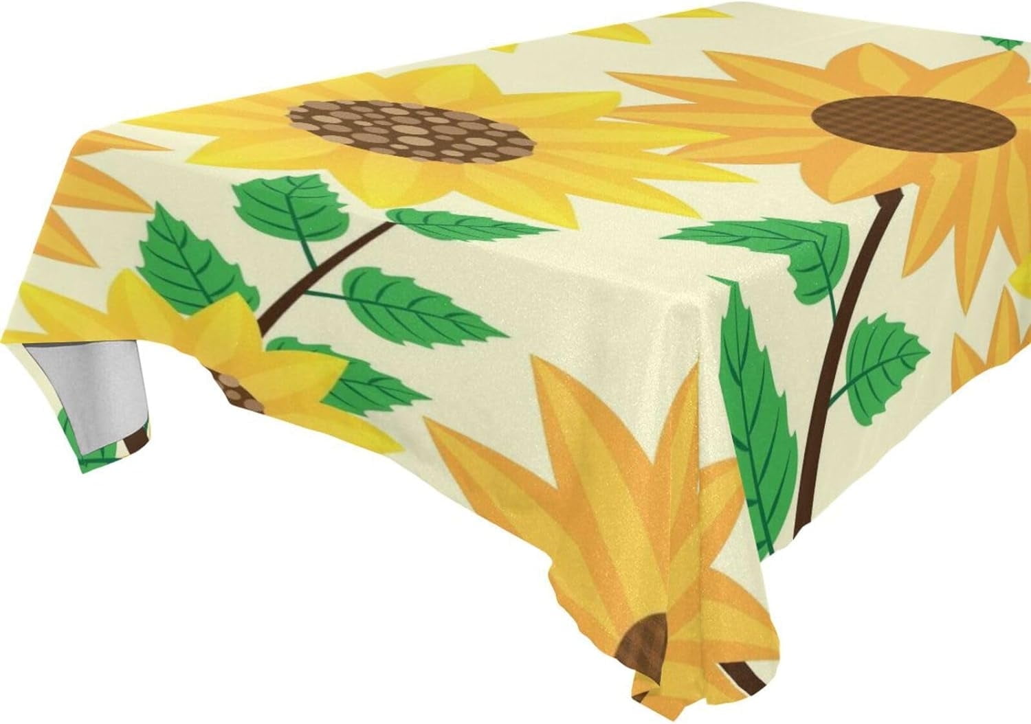 Aperturee Classic Sunflower Pure White Rectangle Tablecloth main image 1