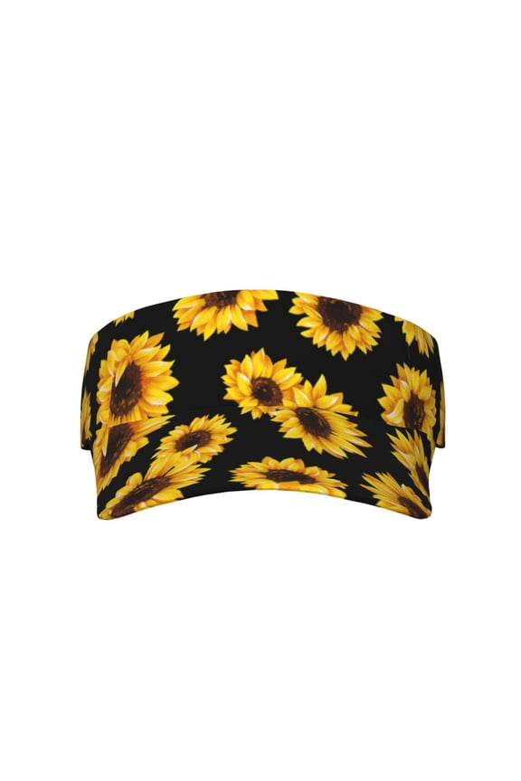 Sunflower Flowers Sun Visor Hat for Women & Men, Adjustable Sports Visor Cap with Sweatband, Packable Sun Protection for Beach, Outdoor Activities