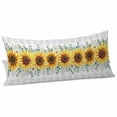 thumbnail image 1 of Sunflower Flowers Throw Pillow Covers Yellow Floral Eucalyptus Leaves Gray Plaid Decorative Lumbar Pillow Cover Rectangle Cushion Case for Sofa Couch Bed Living Room Bedroom 20 X 60 Inches, 1 of 9