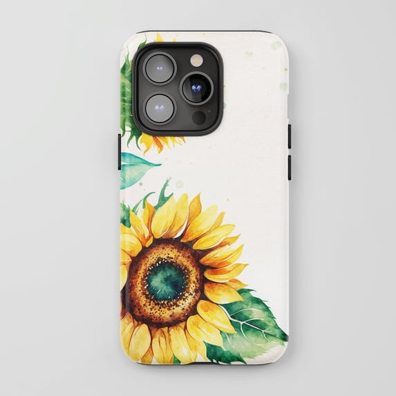 Sunflower For All iPhone Series Tough Phone Case Watercolor Floral