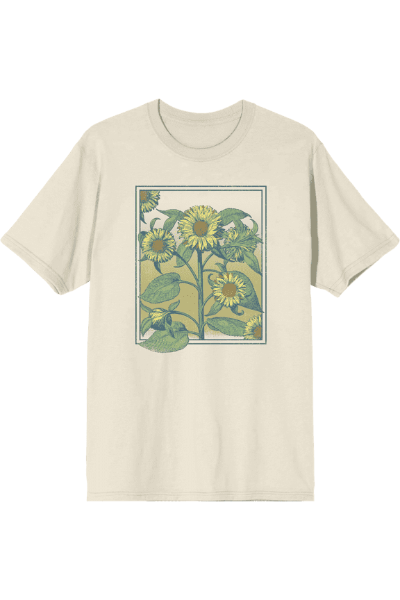 Sunflower Frame Crew Neck Short Sleeve Adult T-shirt-3XL-Off-White