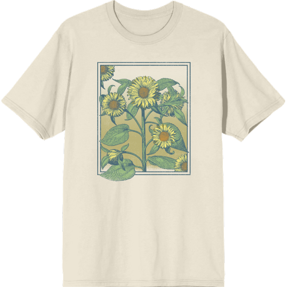Sunflower Frame Crew Neck Short Sleeve Adult T-shirt-Medium-Off-White