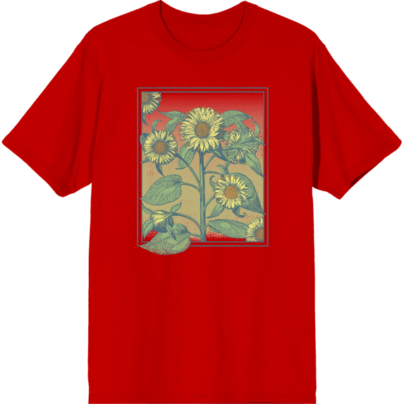 Sunflower Frame Crew Neck Short Sleeve Adult T-shirt-Medium-Red