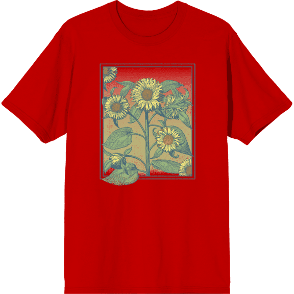 Sunflower Frame Crew Neck Short Sleeve Adult T-shirt-Small-Red