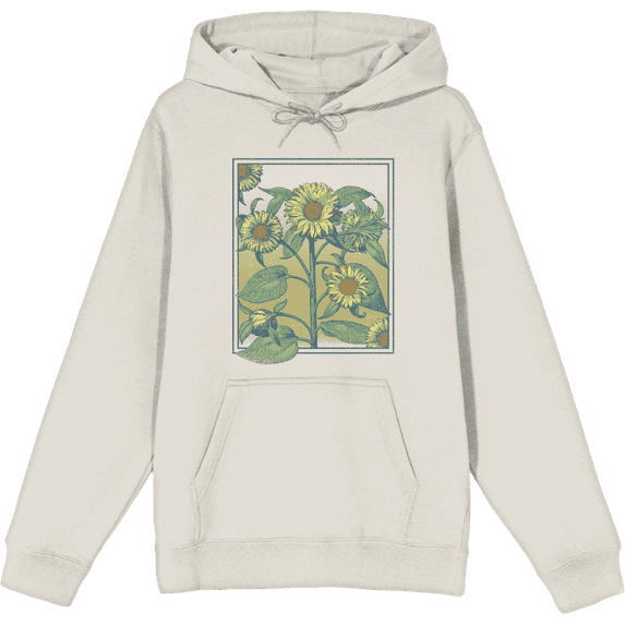 Sunflower Frame Long Sleeve Sand Adult Hooded Sweatshirt-Large