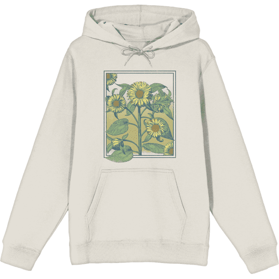 Sunflower Frame Long Sleeve Sand Adult Hooded Sweatshirt-Medium