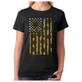 thumbnail image 1 of Sunflower Freedom Women's T-Shirt - Vibrant American Flag Design - Ideal 4th of July Summer Top - Patriotic Tee for Ladies - American Pride Apparel in Black - XXX-Large Black, 1 of 5
