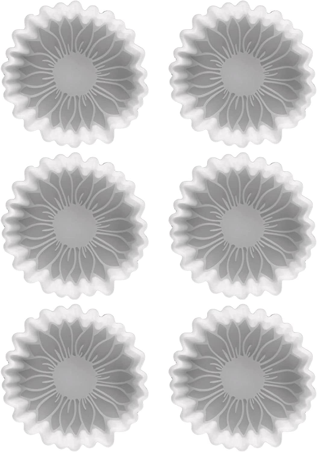 Sunflower Freshie Silicone Mold  6 Pack Bulk Wholesale  Size 4" Wide x 4" Long x 0.8" Deep  Small Sunflower Design for Freshie, Soap, Resin, Candles for Aroma Beads Scented Heat Resistant