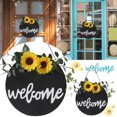 thumbnail image 1 of Sunflower Front Porch, Wooden In Wreaths For Front Door, Welcome Wooden Sign With Sunflower Simulation Green Plant Home Door Hanging, 1 of 8