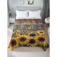 thumbnail image 1 of Sunflower Full Size Flat Sheet, Wrinkleproof & Fadeproof Cooling Flat Bed Sheet Only, Spring Yellow Floral Rustic Butterfly Wood Grain Breathable Soft Bedding Top Sheets 81 x 96 Inches, 1 of 8