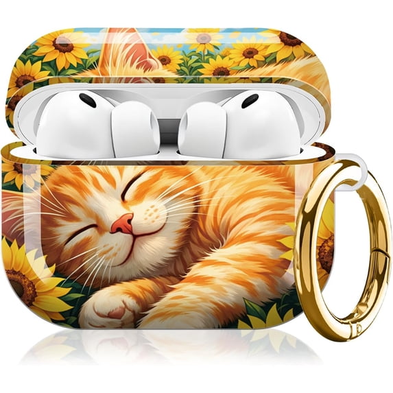 Sunflower Garden Cat Sleeping Protective Case Compatible with AirPods ...