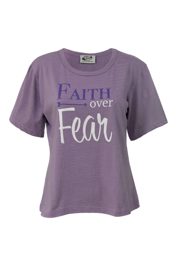 Faith over Fear Women's Short Sleeve T-Shirt in Lavender, Large