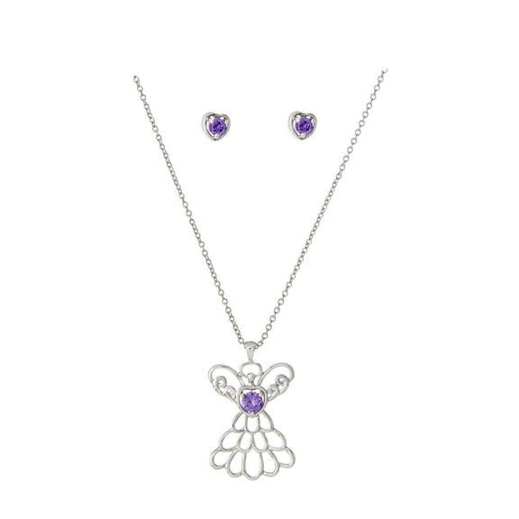 Sunflower Garden June Birthstone Angel Pendant and Earrings Set