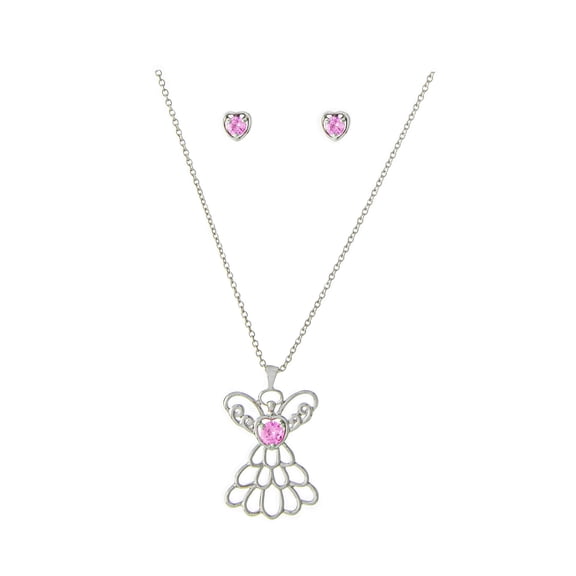 Sunflower Garden October Birthstone Angel Pendant and Earrings Set