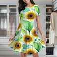 thumbnail image 1 of Sunflower Garden Print Women's Classic Swing Skater Dress Casual Work Party Cocktail Dresses, 1 of 6