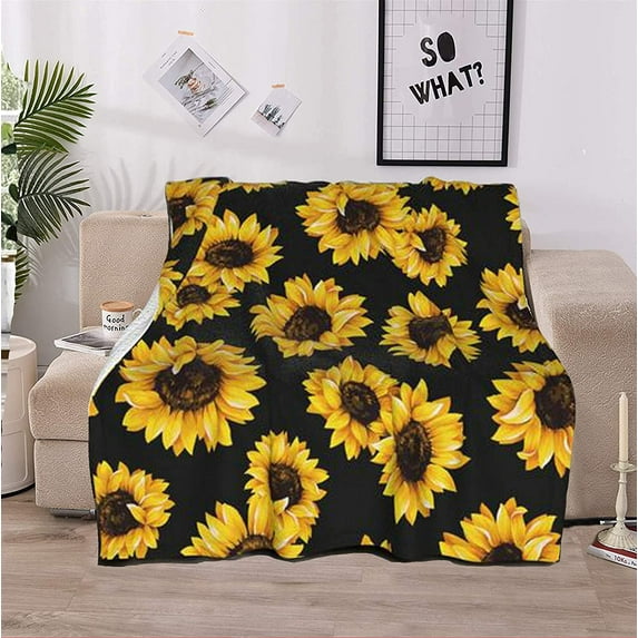 Sunflower Gifts Blanket for Boys Girls, Lightweight Soft Throw Blankets, Cozy Plush Keep Warm Small Throws Blankets for Baby/Kids/Youth/Adult, 50X60 inches