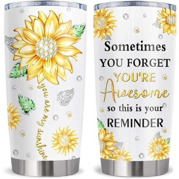 Sunflower Gifts, Sunflower Gifts for Women, Inspirational Gifts for Women Tumbler 20Oz, Encouragement Gifts for Women, You are My Sunshine Gifts, Encouraging Birthday Gifts for Women