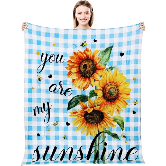 Sunflower Gifts - Sunflower Blanket for Women and Men Soft Cozy Lightweight Flannel Throw Blankets - Sunflower Decor for Bedroom or Living Room 50x60 Inch