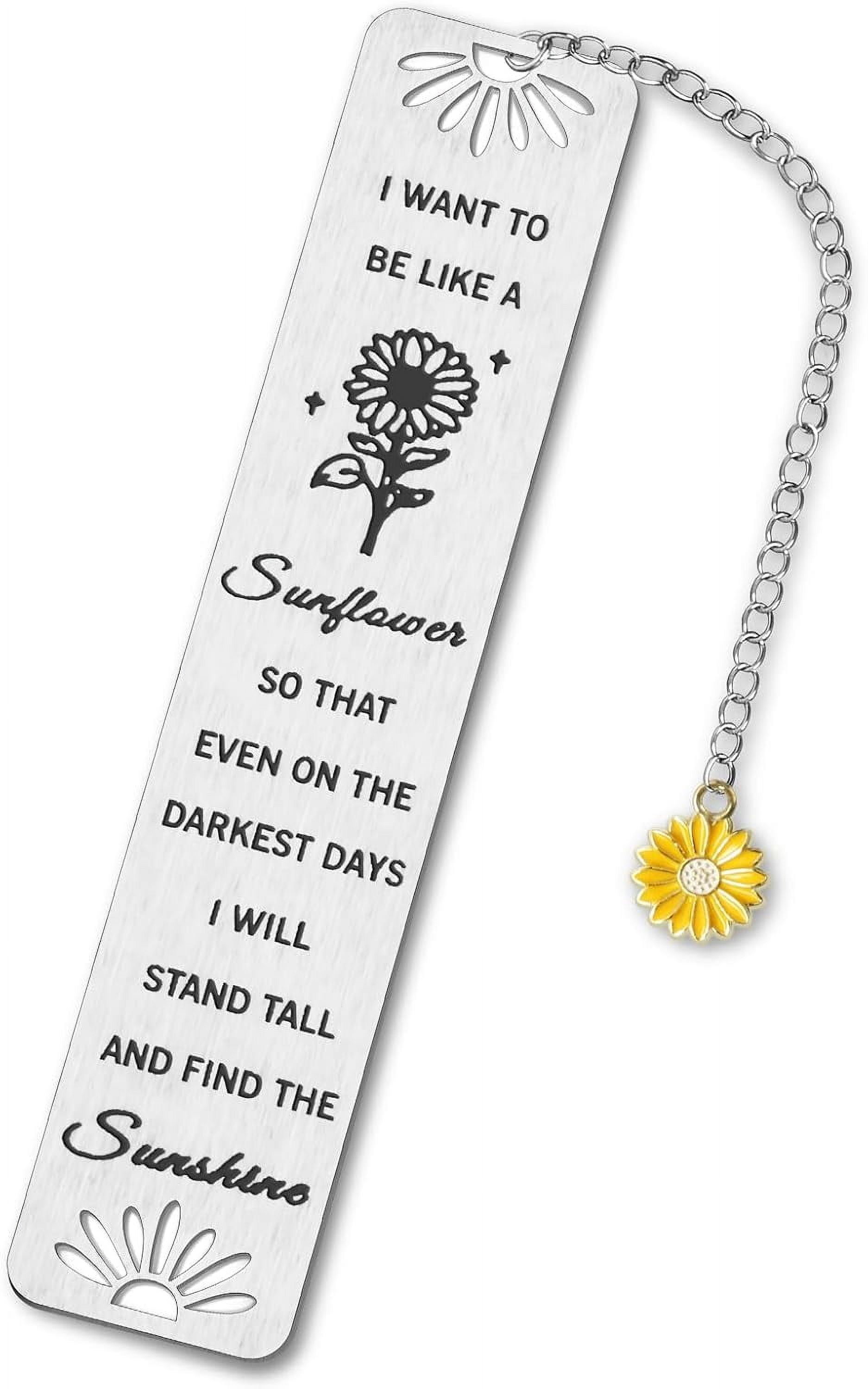 Sunflower Gifts for Women Girls, Inspirational Bookmarks with Sunflower Chain, Book Markers for Reading, Back to School Coming of Age Gifts, Graduation Gifts, Christmas Stocking Stuffers