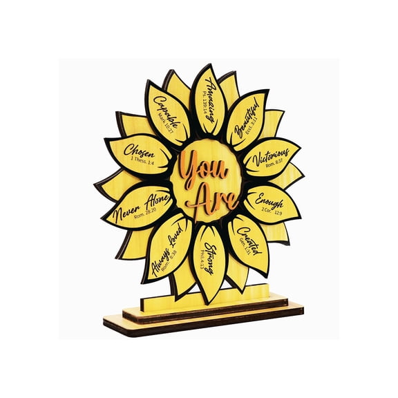 Sunflower Gifts for Women, God Says You Are 2-Layer Wood Plaque, Christian Religious Gifts for Women, Inspirational Gift for Friends, Mom, Sister, Girl, Female Coworker, Christian, Sunflower Decor