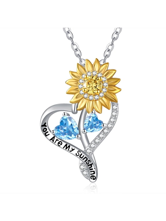 Sunflower Gifts for Women Birthstone necklace S925 sterling silver