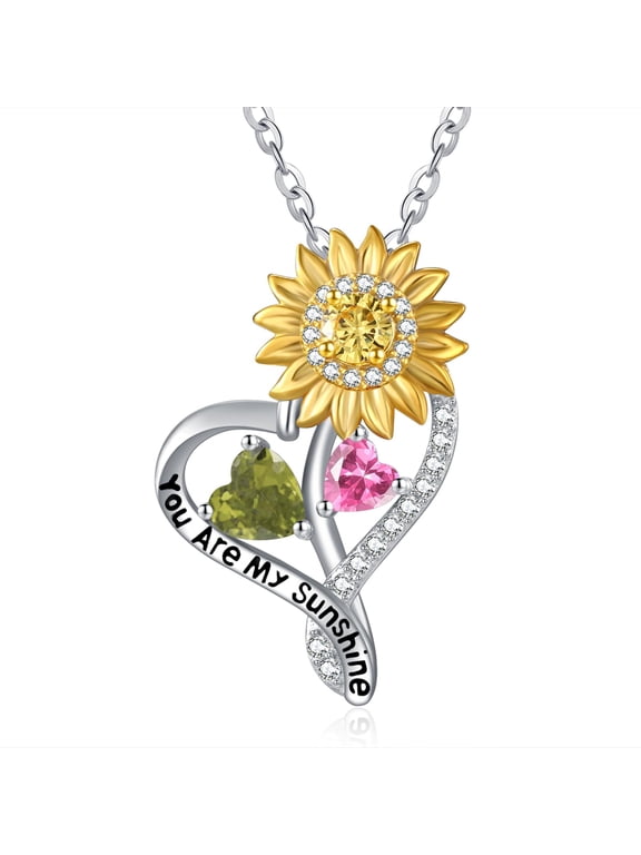 Sunflower Gifts for Women Birthstone necklace S925 sterling silver